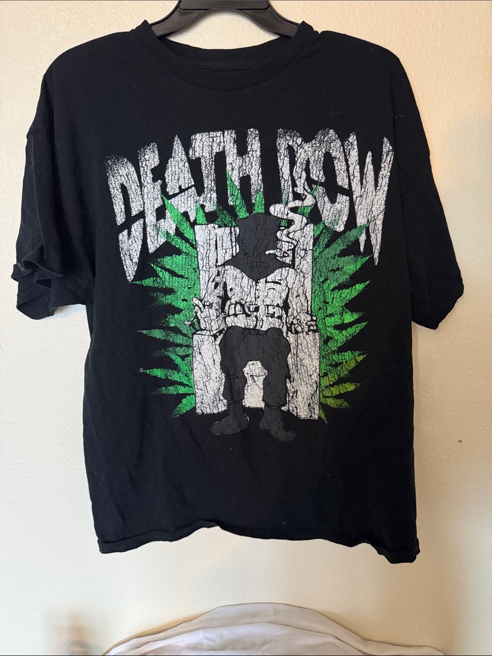 Death Row Graphic Short Sleeve Tee - Black with Green & White Print